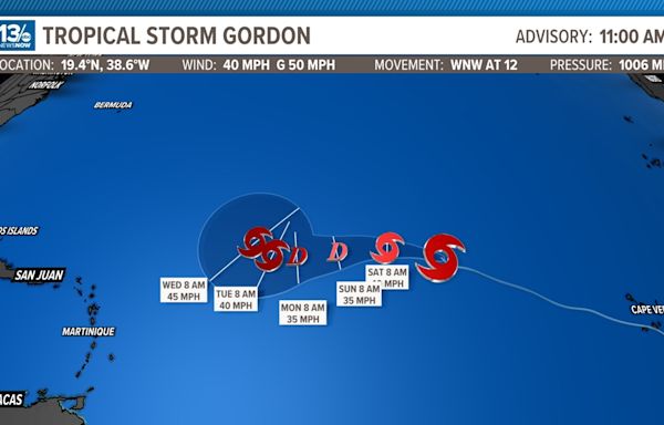 Tropical Storm Gordon forms in the eastern Atlantic