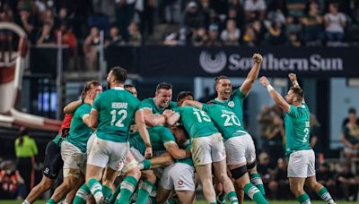 Ireland stun South Africa with last-gasp Ciaran Frawley drop goal in Test match for the ages