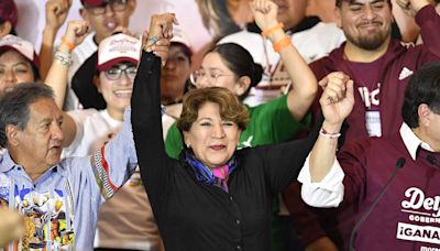 Delfina Gómez, de la coalición Juntos hacemos historia, lidera las elecciones a la gobernación del Estado de México