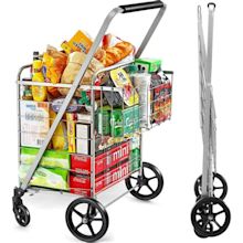 Wellmax Shopping cart with Wheels, Metal Grocery Cart with Wheels ...