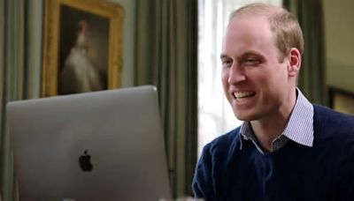 Prince William and Kate Middleton's never-before-seen wedding portrait was hiding in plain sight in Kensington Palace during 2017 video call with Lady Gaga