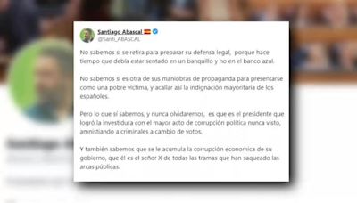Abascal: "No sabemos si -Pedro Sánchez- se retira para preparar su defensa legal"