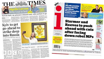 Newspaper headlines: Ukraine missile 'go-ahead' and' winter fuel 'fight'