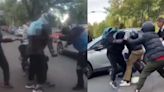 Video: un motociclista y un agente de tránsito se agarraron a piñas frente a la puerta de una escuela | Sociedad