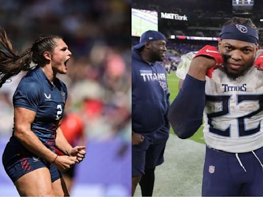 Ravens’ Derrick Henry Reacts to USA Rugby Star Ilona Maher’s Viral Stiff Arm in 2024 Paris Olympics