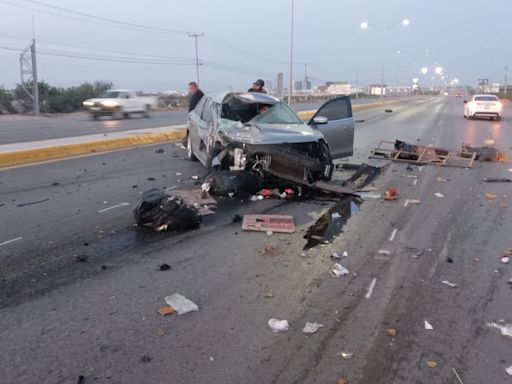 Aparatoso choque sobre la Torreón - San Pedro deja un lesionado y cuantiosos daños materiales