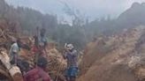 Photo courtesy of local community leader Steven Kandai shows people digging at the site of a landslide at Mulitaka village in the region of Maip Mulitaka, in Enga Province, Papua New Guinea