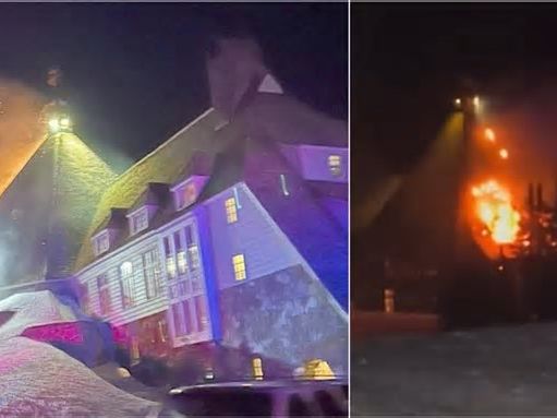 Incendio nell'hotel Timberline Lodge, set del film Shining: le fiamme provocate dalle ceneri di uno dei camini