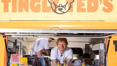 Ed Sheeran shocks fans at supermarket serving up pizza and his hot sauce