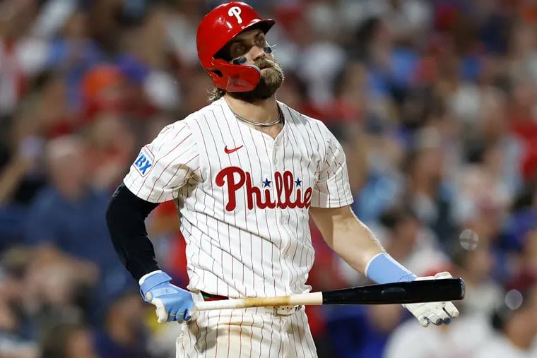 The Phillies’ Bryce Harper hasn’t homered in a month, but he’s not concerned — or letting up