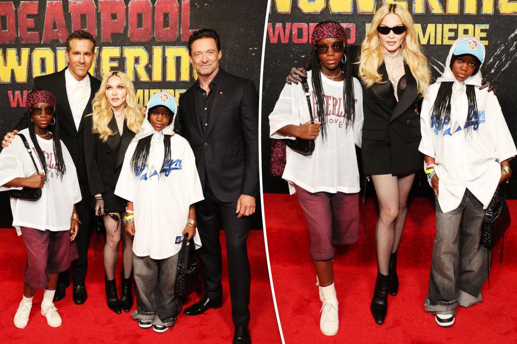 Madonna’s twin daughters make rare red carpet appearance at ‘Deadpool & Wolverine’ premiere