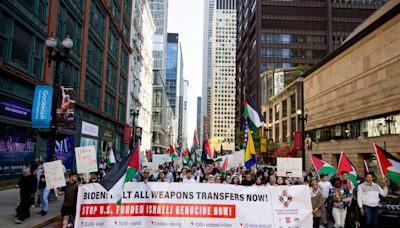 Advocacy group raises Palestinian flag in the Loop, calling attention to Gaza humanitarian crisis