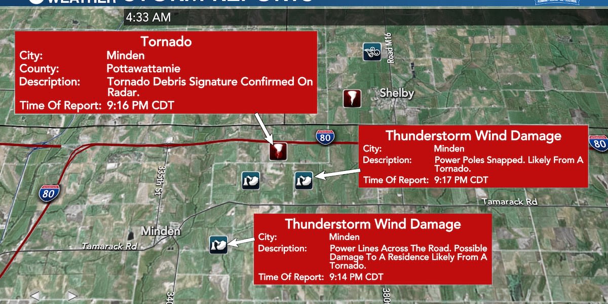 Minden area impacted by another tornado Monday night