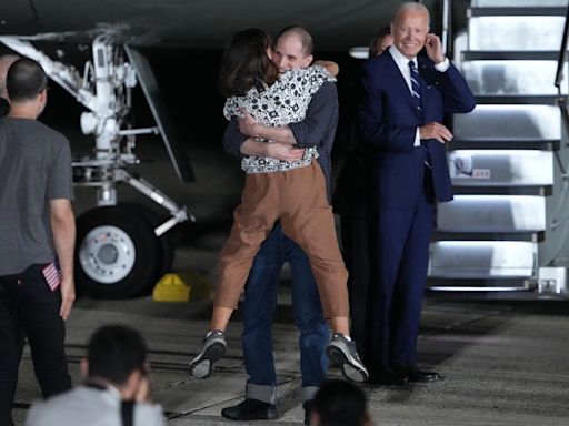 Photos capture the moment Americans released in a historic prisoner swap touch down on US soil