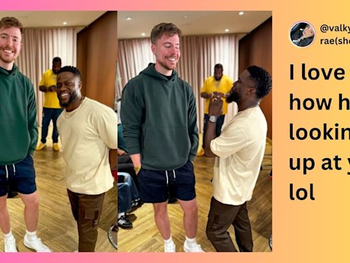 MrBeast poses with Kevin Hart, calls him Kai Cenat in captions, sparks laughter online