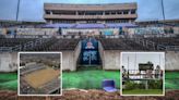 Abandoned Olympics stadium shadow of its former self with disintegrating stands