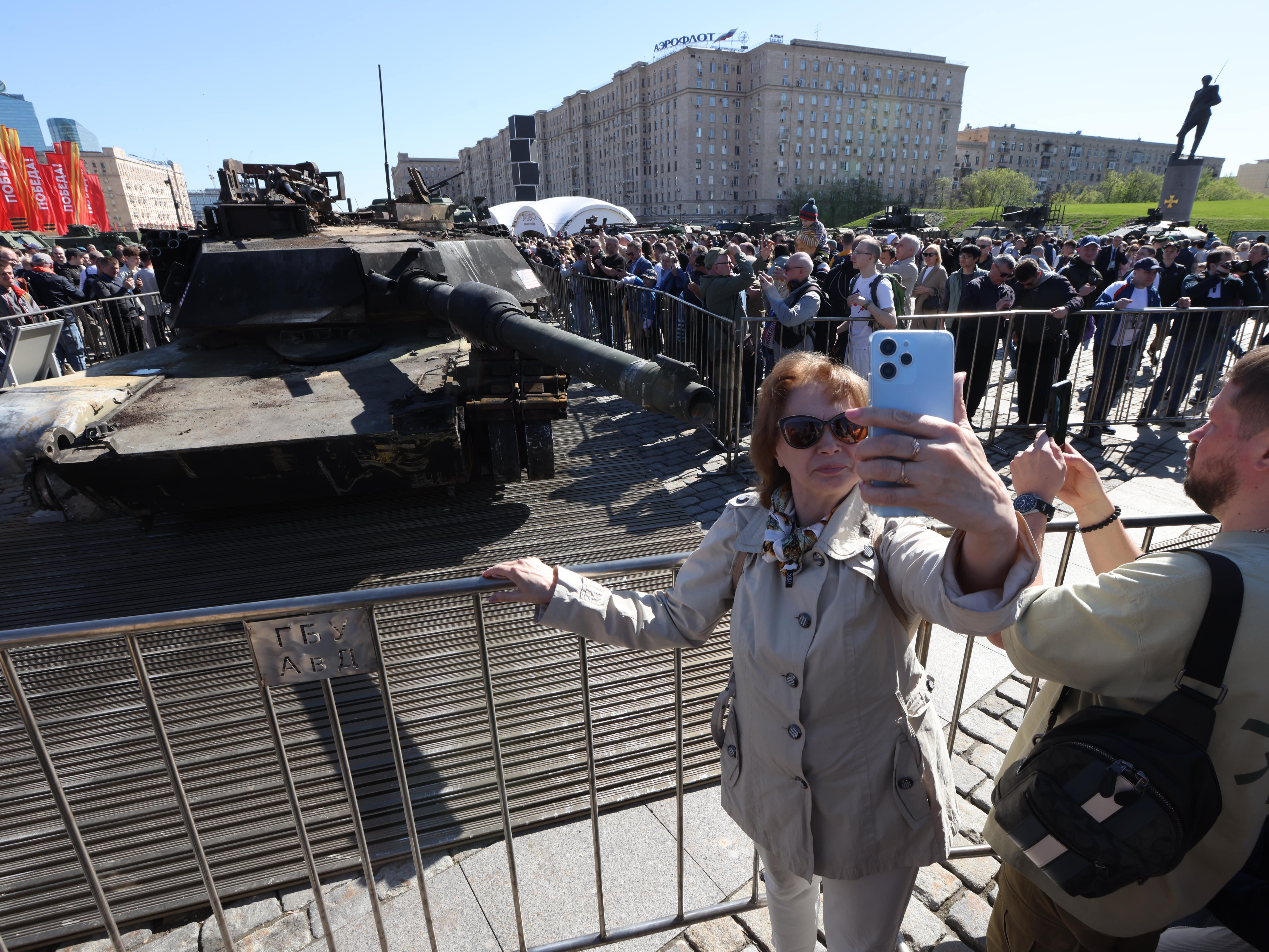 Russia is displaying its war 'trophies' — an array of captured Western hardware like Abrams and Leopard tanks — saying 'victory is inevitable'