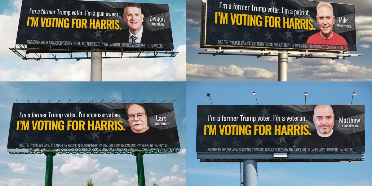 GOP group puts up swing-state billboards with ex-Trump supporters now 'voting for Harris'