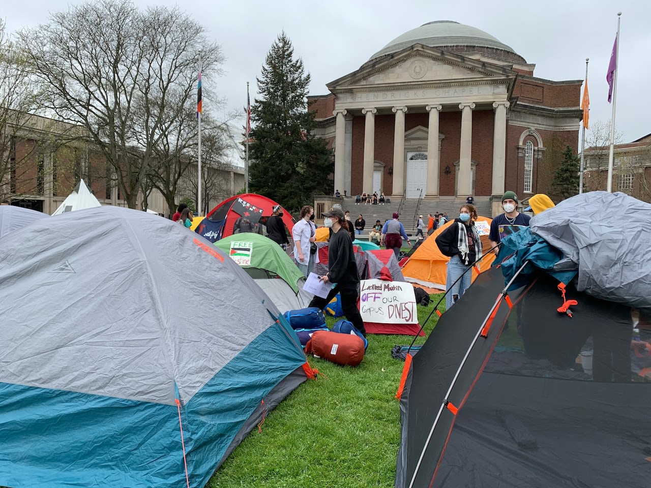 Pro-Palestinian Syracuse University students set up tents, join other college protests