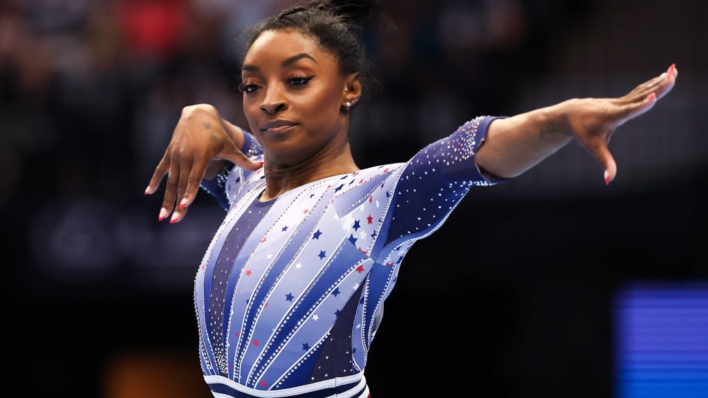 What are the songs in Simone Biles' floor routine at the 2024 Olympics?