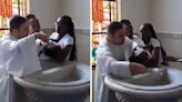 VÍDEO | Padre dá puxão em bebê durante batizado no Rio de Janeiro