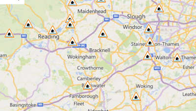 Surrey A3/M25 slip road closed by heavy rain as seven flood alerts issued for county