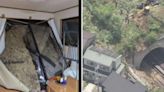 日本奈良縣土石流超嚇人！巨石滾落撞破落地窗卡客廳 列車停駛