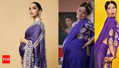 Deepika Padukone's purple saree look for Anant Ambani, Radhika...iconic 'Hum Aapke Hai Koun..!' look - PICS inside | Hindi Movie News - Times...