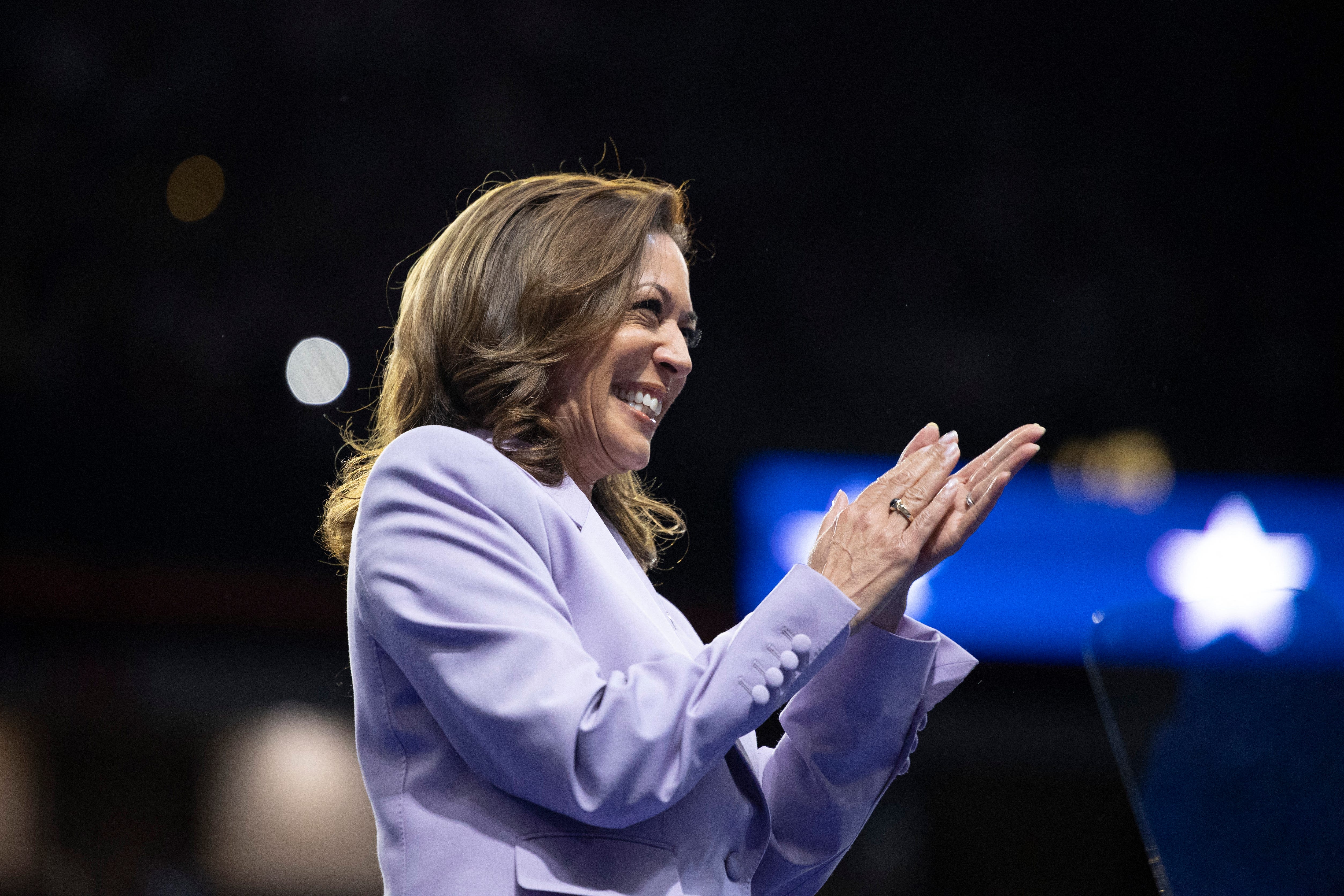 Kamala Harris leads Donald Trump in 5 battleground states, tied in Georgia, poll finds