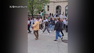 Students gathered for a pro-Palestine demonstration at Marquette University