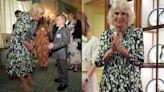 Queen Camilla Favors Fiona Clare Midi Dress With Romantic Floral Prints at National Literacy Trust Celebration