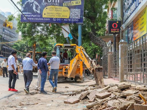 Bulldozer action in Delhi’s Old Rajinder Nagar following 3 UPSC aspirants death in basement flooding | Watch | Today News
