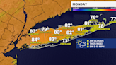 Sunny afternoon, highs in the 80s Monday on Long Island