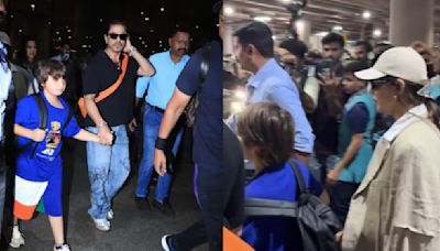 Shah Rukh Khan holds son AbRam’s hand, escorts Gauri Khan to the car as family return to Mumbai. Watch
