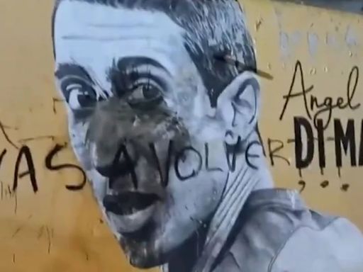 Vandalizaron un mural de Di María en Rosario y dejaron otro mensaje amenazante: “¿Todavía vas a volver?”