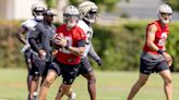 Rookie quarterback Spencer Rattler intercepted twice at Saints OTAs on Tuesday