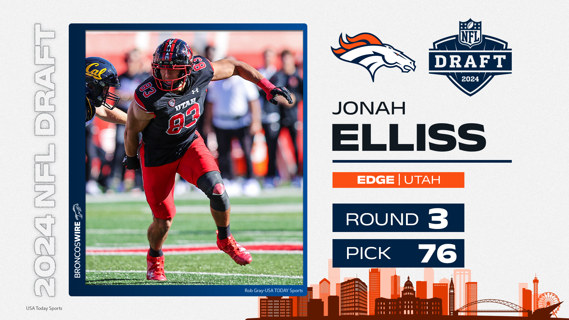 Broncos select EDGE Jonah Elliss in 3rd round of NFL draft