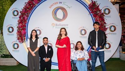 Nita Ambani poses with Manu Bhaker, Neeraj Chopra at Antilia during ‘United in Triumph’ event