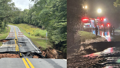 Dozens of roads washed out by flooding in several North Carolina counties