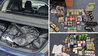 Police share images of shocking amount of stolen goods found in boot of car