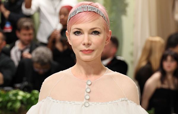 Michelle Williams Sports Cotton-Candy Pink Hair at the 2024 Met Gala