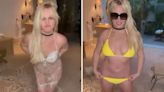 Britney Spears faz desfile com biquíni e vestido transparente: ‘Sexo e diamantes’