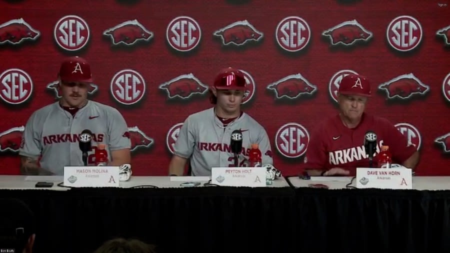 WATCH: Dave Van Horn, Peyton Holt and Mason Molina recap 9-6 loss to Kentucky in SEC Tourney