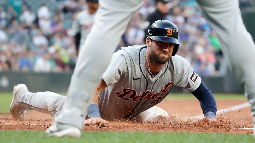 Matt Vierling's fingerprints were all over Tigers' gritty win Wednesday in Seattle