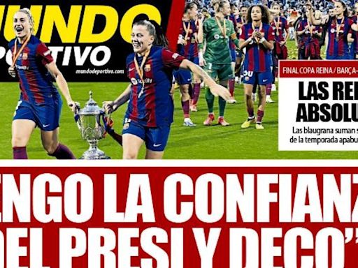 Las palabras de Xavi y la Copa de la Reina del Barça, en las portadas