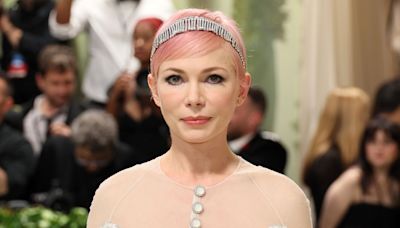 Michelle Williams Sports Cotton-Candy Pink Hair at the 2024 Met Gala