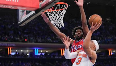 Knicks beat 76ers 111-104 in Game 1 of playoffs. Brunson and Hart score 22 points and backups star