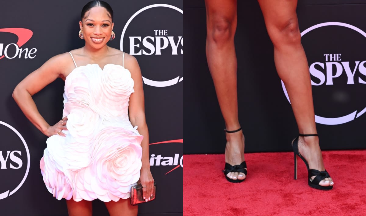 Allyson Felix Takes the Strappy Sandals and Minidress Combo to the ESPY Awards 2024 Red Carpet