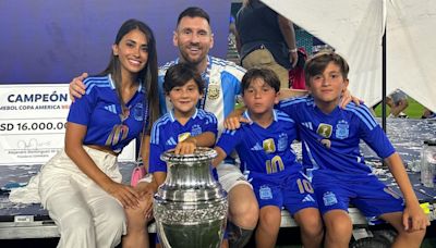 El efusivo festejo de Messi con Antonela Roccuzzo y sus hijos tras su triunfo en la Copa América