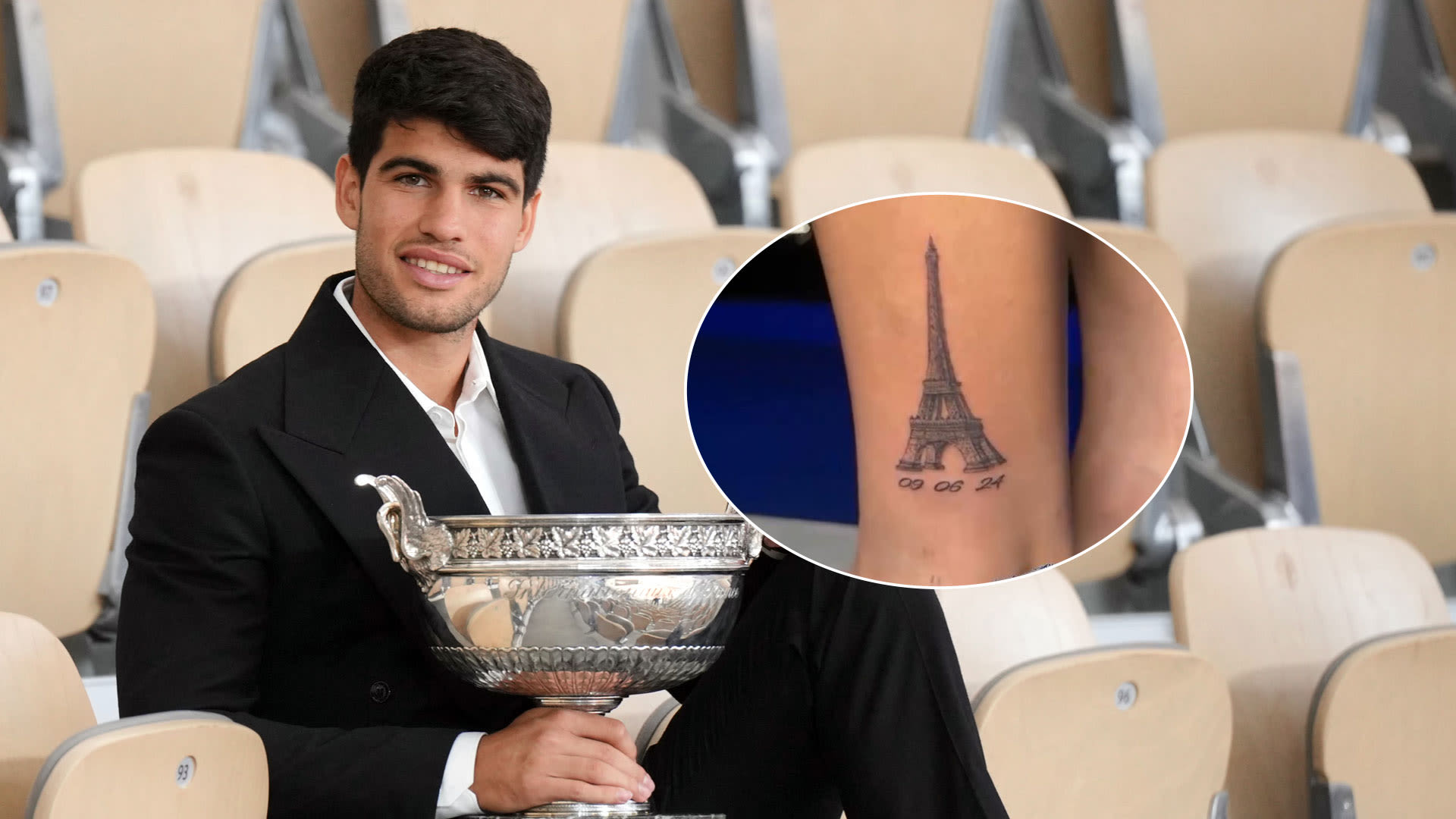 Carlos Alcaraz debuts Eiffel Tower tattoo in honor of Roland Garros victory | Tennis.com